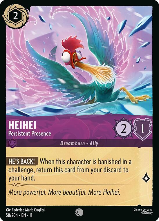 Lorcana TCG Winterspell HeiHei - Persistent Presence 58/204 Common Near Mint Cold Foil