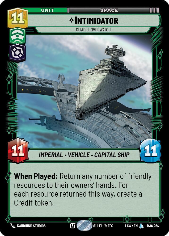 Star Wars: Unlimited A Lawless Time Intimidator - Citadel Overwatch 140/264 Legendary Near Mint