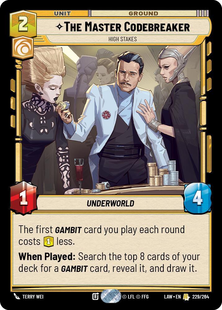 Star Wars: Unlimited A Lawless Time The Master Codebreaker - High Stakes 229/264 Rare Near Mint