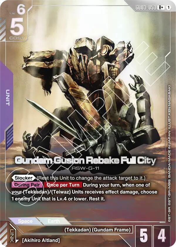 Gundam Card Game Steel Requiem Gundam Gusion Rebake Full City (R+) GD03-053 R+ Near Mint Holofoil