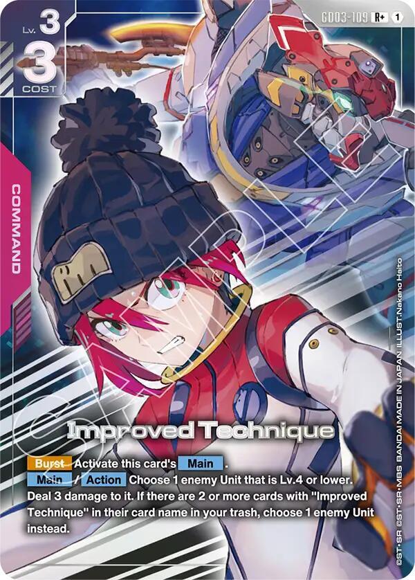 Gundam Card Game Steel Requiem Improved Technique (R+) GD03-109 R+ Near Mint Holofoil
