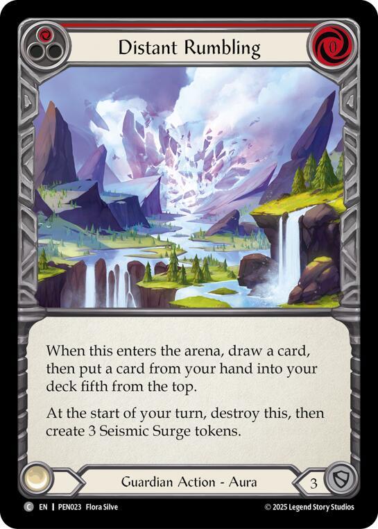 Flesh & Blood TCG Compendium of Rathe Distant Rumbling (Red) PEN023 Common Near Mint Rainbow Foil