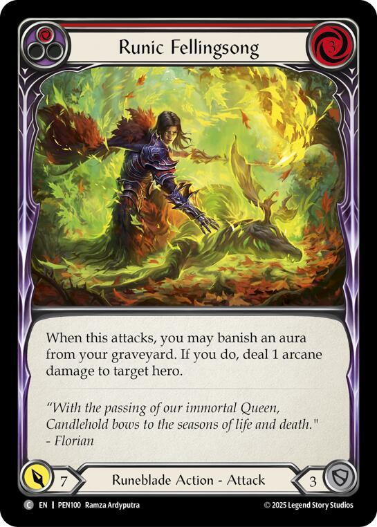 Flesh & Blood TCG Compendium of Rathe Runic Fellingsong (Red) PEN100 Common Near Mint
