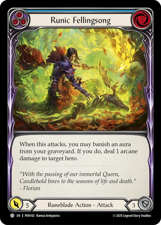 Flesh & Blood TCG Compendium of Rathe Runic Fellingsong (Blue) PEN102 Common Near Mint
