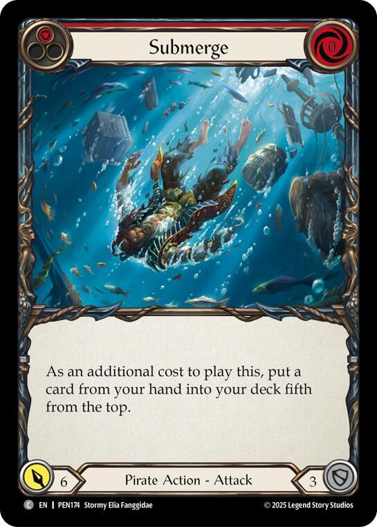 Flesh & Blood TCG Compendium of Rathe Submerge (Red) PEN174 Common Near Mint Rainbow Foil