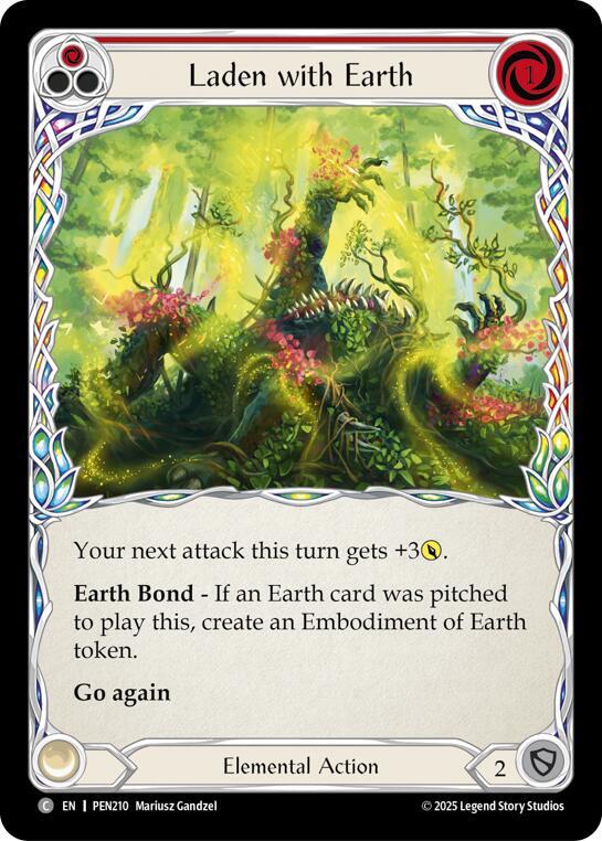 Flesh & Blood TCG Compendium of Rathe Laden With Earth (Red) PEN210 Common Near Mint Rainbow Foil