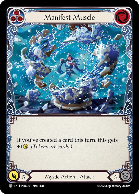 Flesh & Blood TCG Compendium of Rathe Manifest Muscle (Blue) PEN270 Common Near Mint