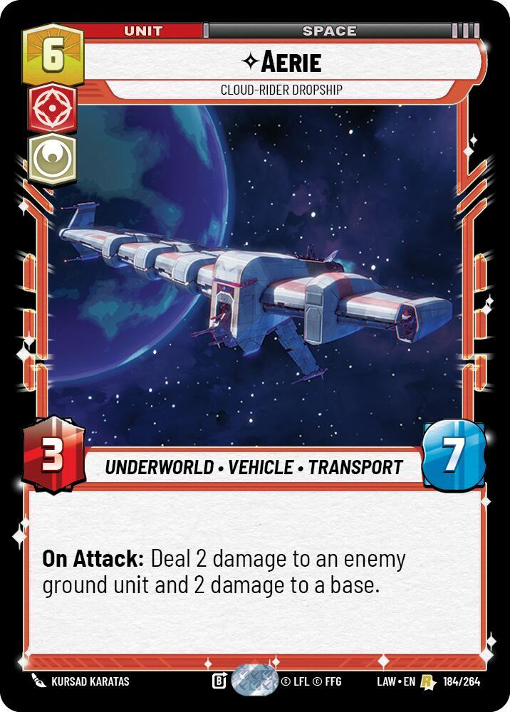 Star Wars: Unlimited A Lawless Time Aerie - Cloud-Rider Dropship 184/264 Rare Near Mint