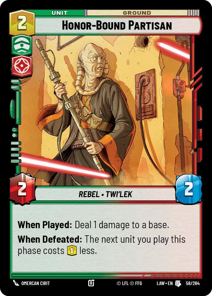 Star Wars: Unlimited A Lawless Time Honor-Bound Partisan 58/264 Uncommon Near Mint