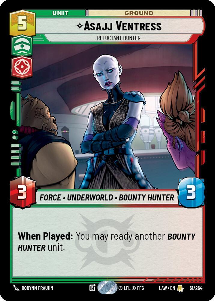Star Wars: Unlimited A Lawless Time Asajj Ventress - Reluctant Hunter 61/264 Rare Near Mint