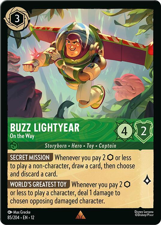 Disney Lorcana Wilds Unknown Buzz Lightyear - On the Way 85/204 Rare Near Mint Cold Foil