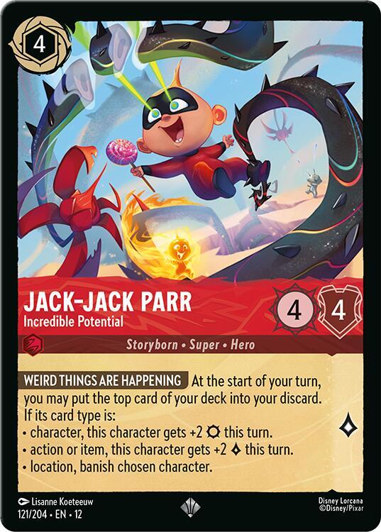Disney Lorcana Wilds Unknown Jack-Jack Parr - Incredible Potential 121/204 Super Rare Near Mint Cold Foil