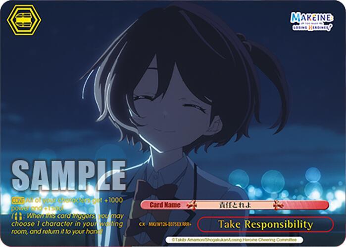 Weiss Schwarz Makeine: Too Many Losing Heroines! Take Responsibility (RRR) MKI/W126-E075R RRR Triple Rare Near Mint