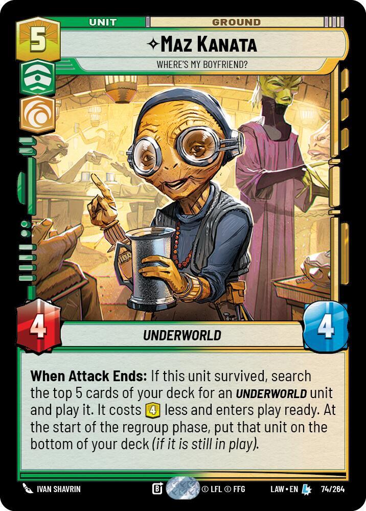 Star Wars: Unlimited A Lawless Time Maz Kanata - Where's My Boyfriend? 74/264 Legendary Near Mint