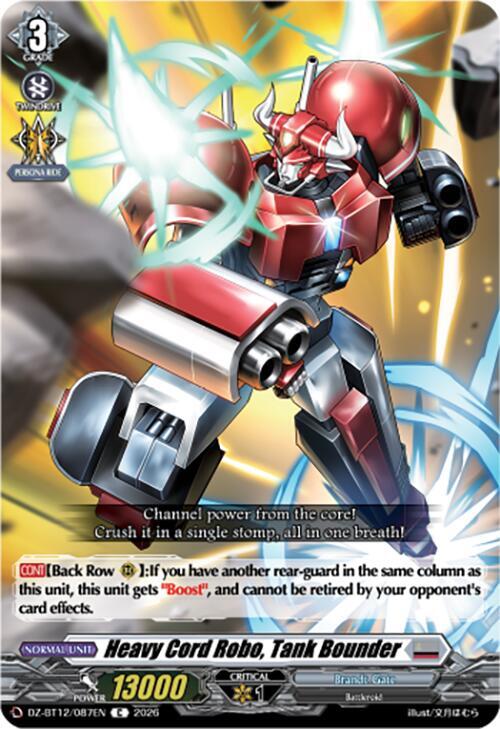 Cardfight Vanguard DZ-BT12: Chasm of Lost Souls Heavy Cord Robo, Tank Bounder DZ-BT12/087EN - C Near Mint