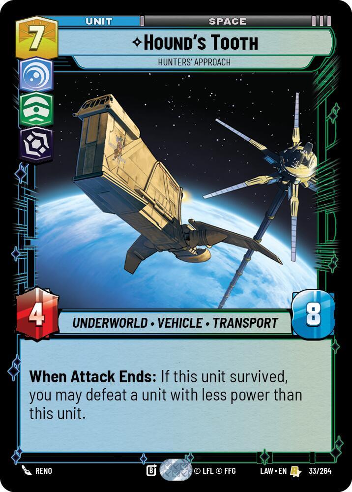 Star Wars: Unlimited A Lawless Time Hound's Tooth - Hunters' Approach 33/264 Rare Near Mint