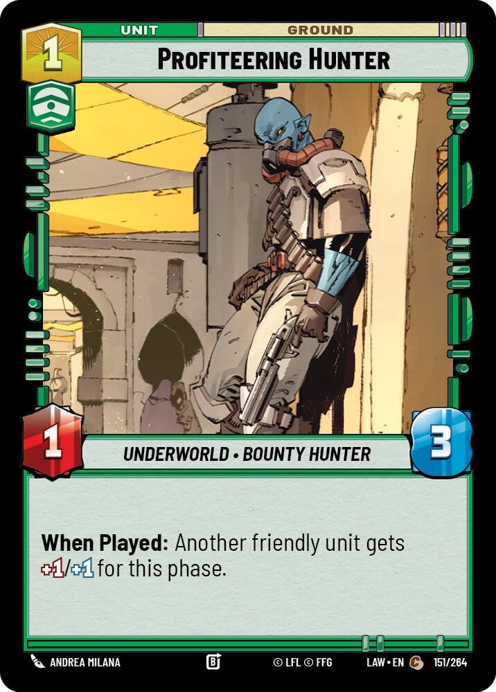 Star Wars: Unlimited A Lawless Time Profiteering Hunter 151/264 Common Near Mint