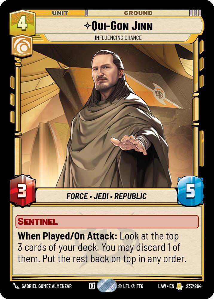 Star Wars: Unlimited A Lawless Time Qui-Gon Jinn - Influencing Chance 237/264 Rare Near Mint