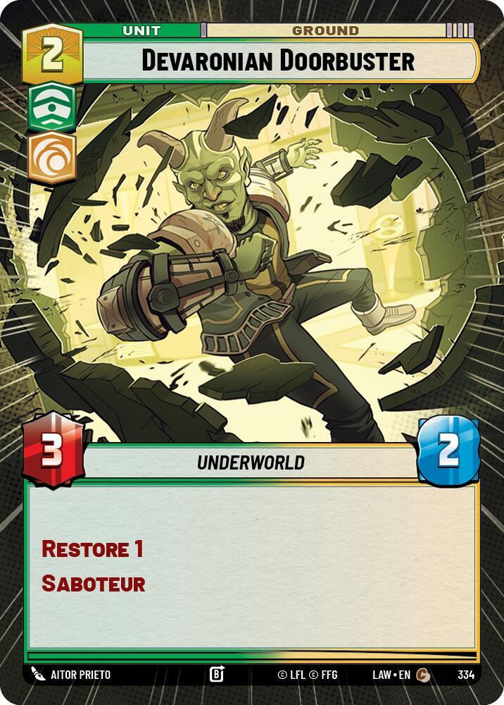 Star Wars: Unlimited A Lawless Time Devaronian Doorbuster (Hyperspace) 334 Common Near Mint
