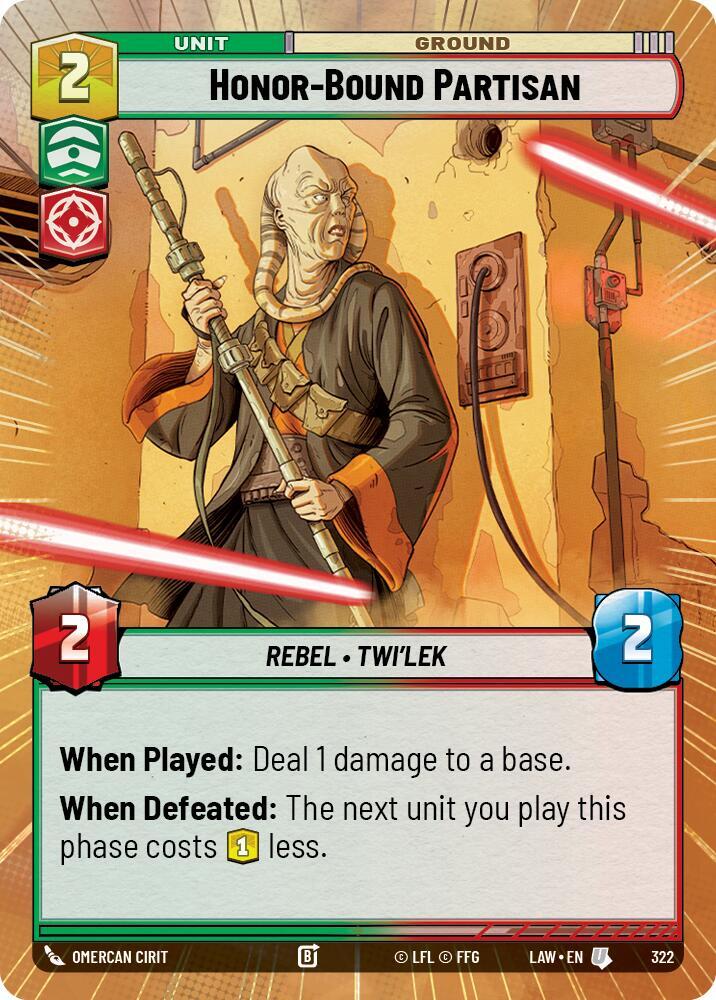 Star Wars: Unlimited A Lawless Time Honor-Bound Partisan (Hyperspace) 322 Uncommon Near Mint