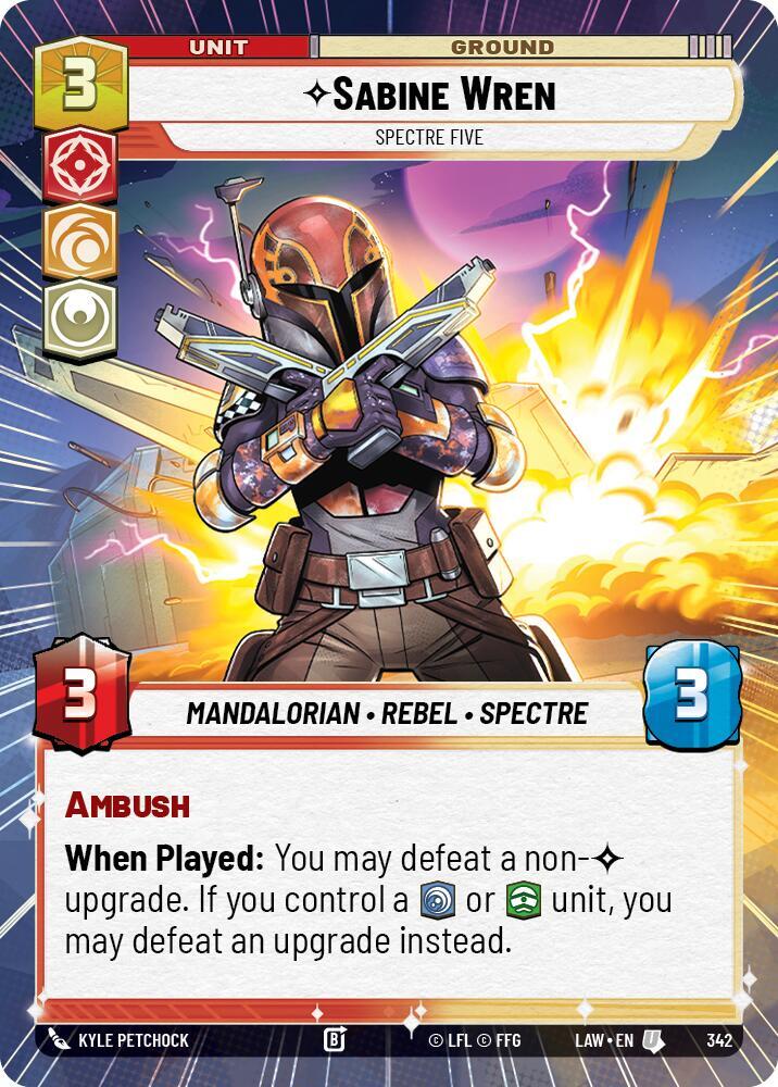 Star Wars: Unlimited A Lawless Time Sabine Wren - Spectre Five (Hyperspace) 342 Uncommon Near Mint