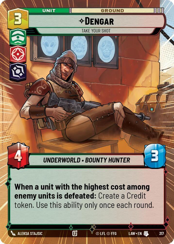 Star Wars: Unlimited A Lawless Time Dengar - Take Your Shot (Hyperspace) 317 Uncommon Near Mint