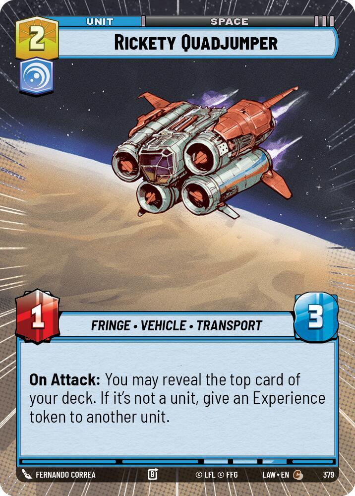 Star Wars: Unlimited A Lawless Time Rickety Quadjumper (Hyperspace) 379 Common Near Mint