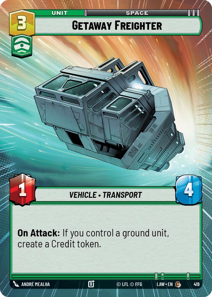 Star Wars: Unlimited A Lawless Time Getaway Freighter (Hyperspace) 419 Common Near Mint