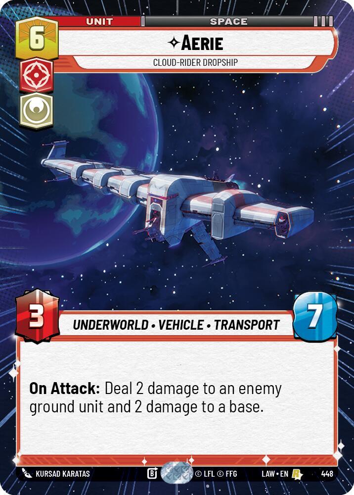 Star Wars: Unlimited A Lawless Time Aerie - Cloud-Rider Dropship (Hyperspace) 448 Rare Near Mint