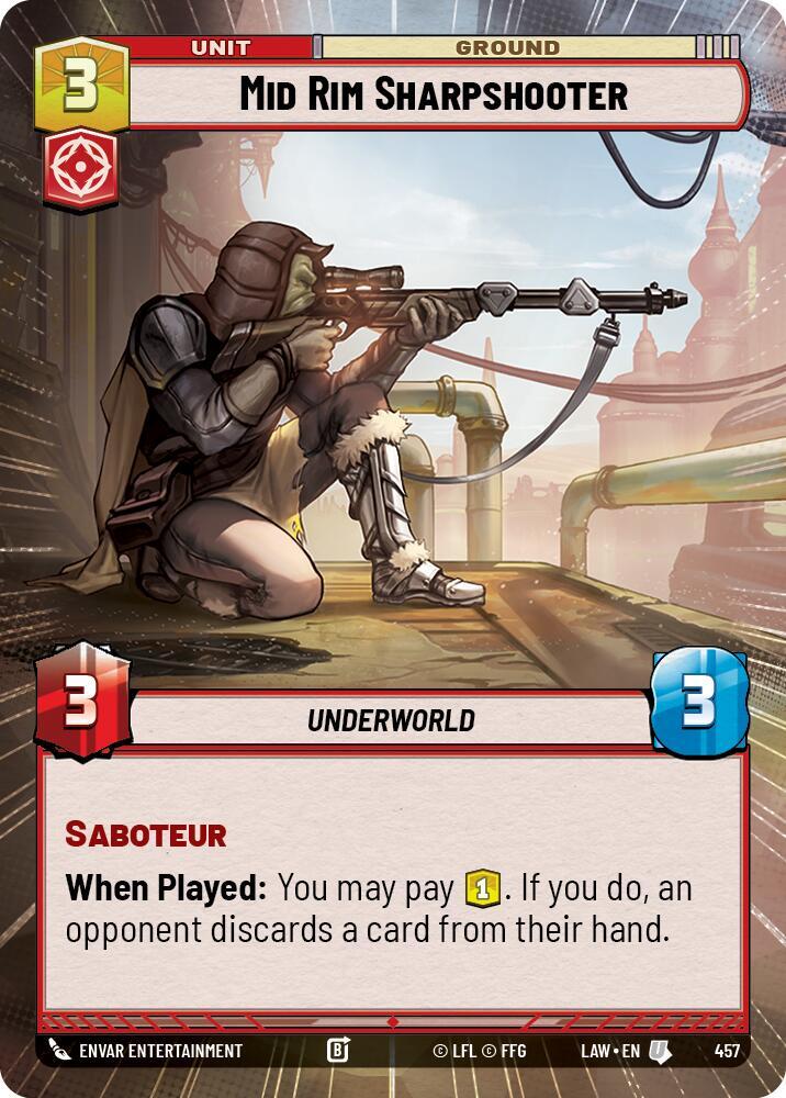 Star Wars: Unlimited A Lawless Time Mid Rim Sharpshooter (Hyperspace) 457 Uncommon Near Mint