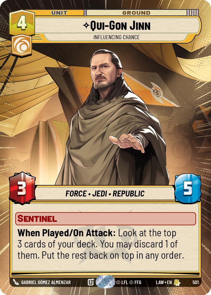 Star Wars: Unlimited A Lawless Time Qui-Gon Jinn - Influencing Chance (Hyperspace) 501 Rare Near Mint