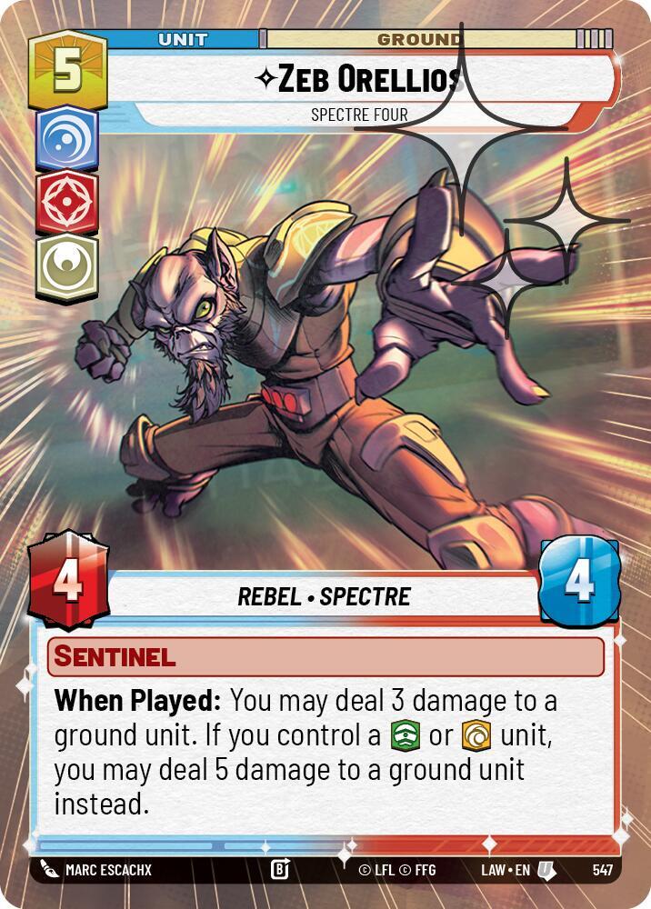 Star Wars: Unlimited A Lawless Time Zeb Orellios - Spectre Four (Hyperspace Foil) 547 Uncommon Near Mint Foil