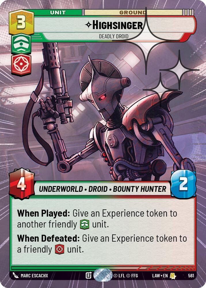 Star Wars: Unlimited A Lawless Time Highsinger - Deadly Droid (Hyperspace Foil) 561 Rare Near Mint Foil