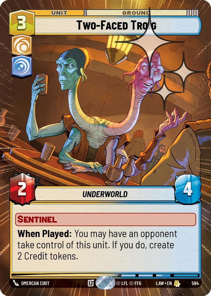 Star Wars: Unlimited A Lawless Time Two-Faced Troig (Hyperspace Foil) 594 Rare Near Mint Foil