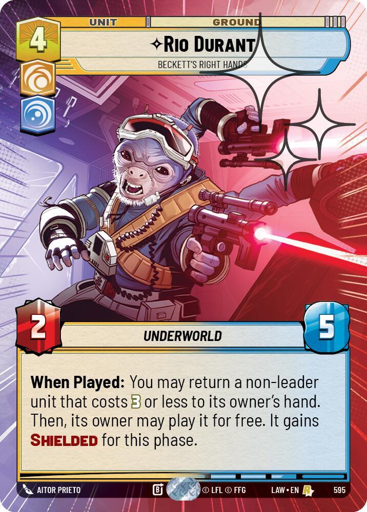 Star Wars: Unlimited A Lawless Time Rio Durant - Beckett's Right Hands (Hyperspace Foil) 595 Rare Near Mint Foil