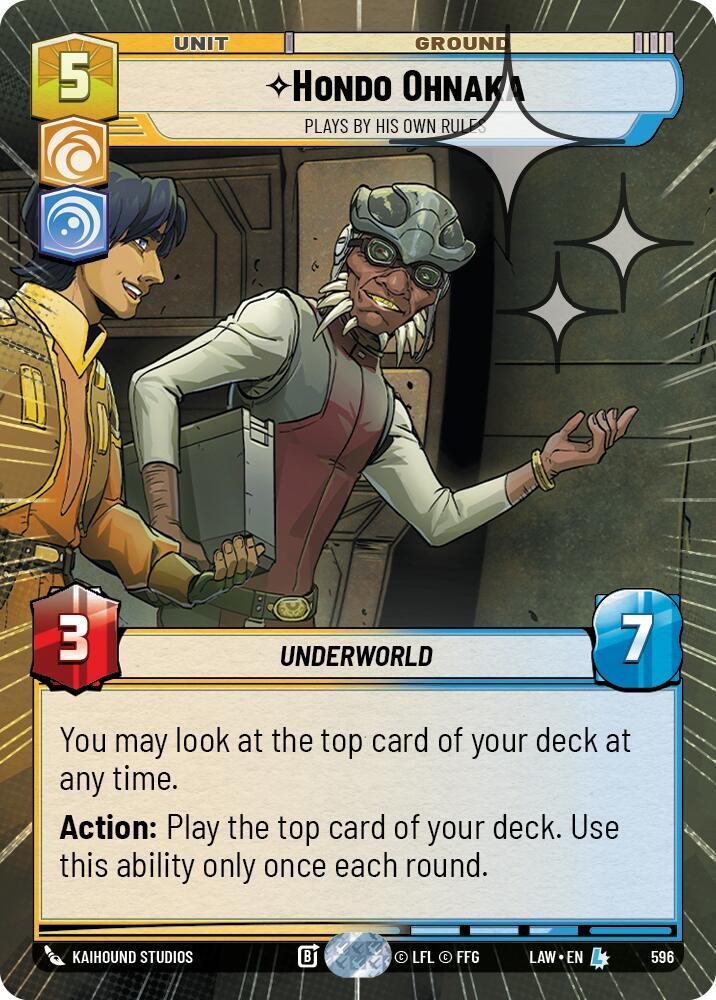 Star Wars: Unlimited A Lawless Time Hondo Ohnaka - Plays By His Own Rules (Hyperspace Foil) 596 Legendary Near Mint Foil