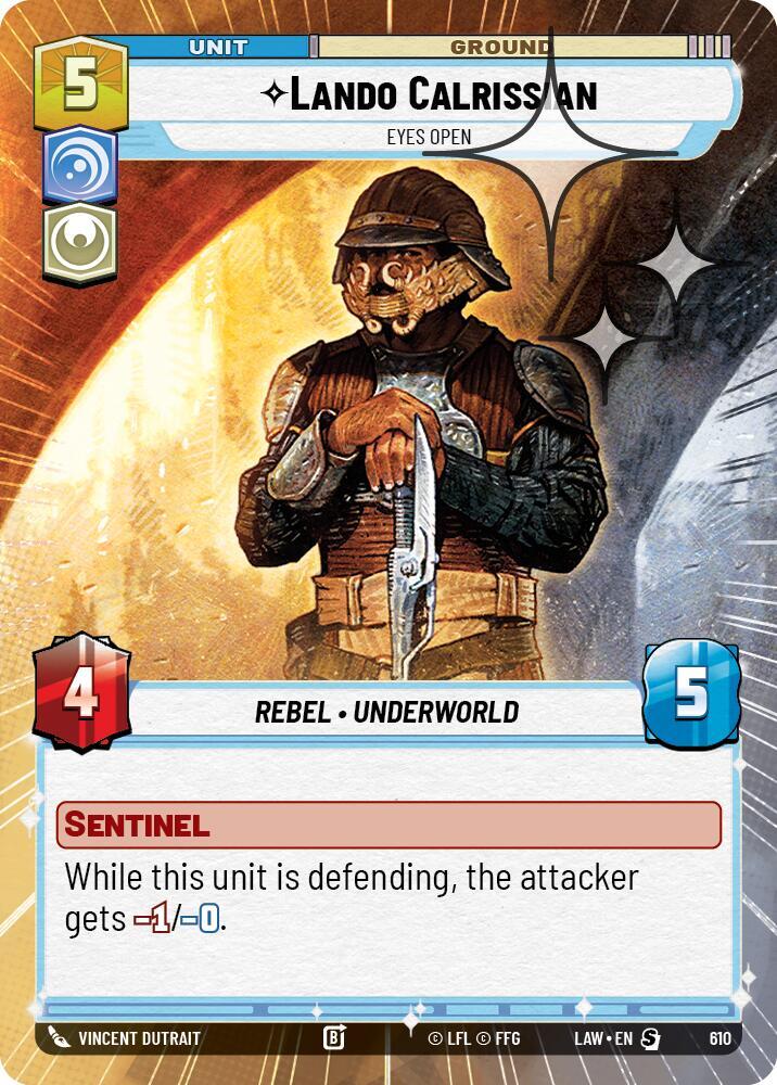 Star Wars: Unlimited A Lawless Time Lando Calrissian - Eyes Open (Hyperspace Foil) 610 Special Near Mint Foil