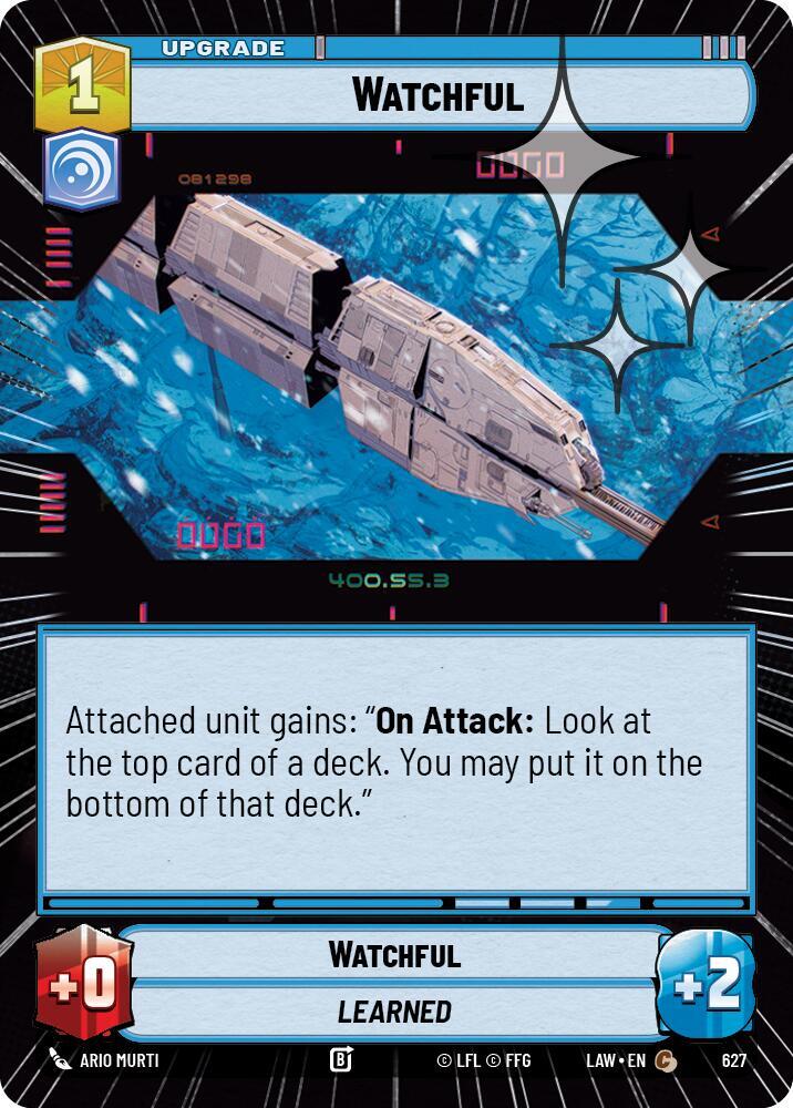 Star Wars: Unlimited A Lawless Time Watchful (Hyperspace Foil) 627 Common Near Mint Foil