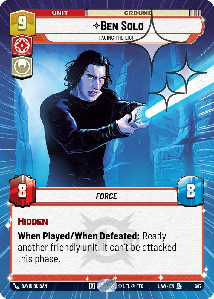 Star Wars: Unlimited A Lawless Time Ben Solo - Facing the Light (Hyperspace Foil) 687 Legendary Near Mint Foil