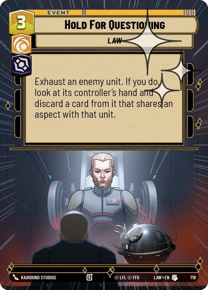 Star Wars: Unlimited A Lawless Time Hold for Questioning (Hyperspace Foil) 719 Uncommon Near Mint Foil