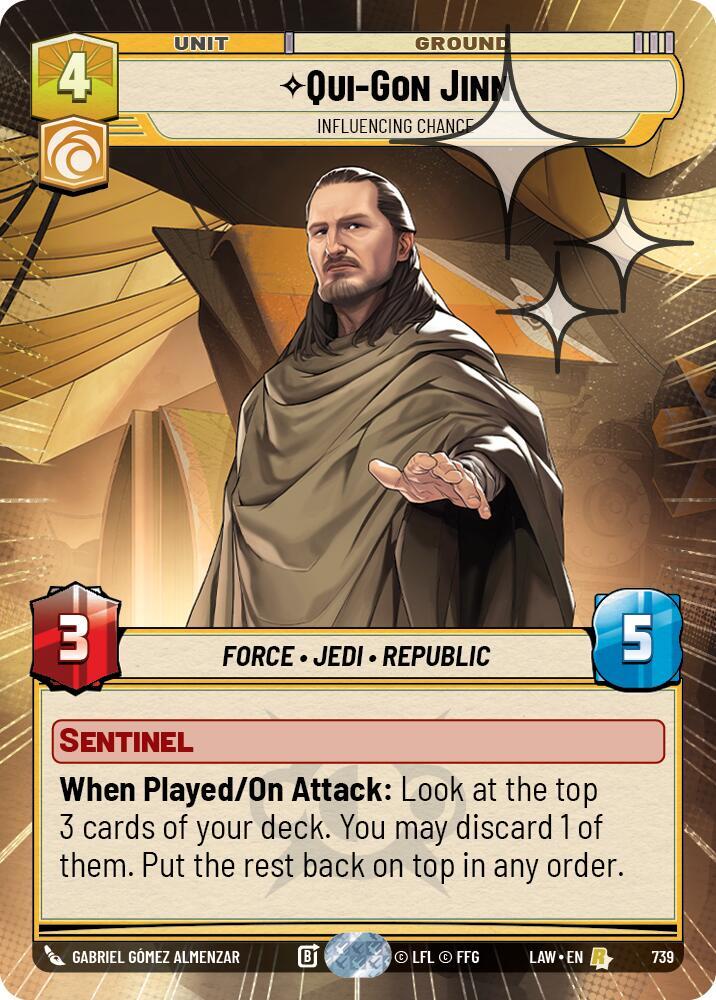 Star Wars: Unlimited A Lawless Time Qui-Gon Jinn - Influencing Chance (Hyperspace Foil) 739 Rare Near Mint Foil