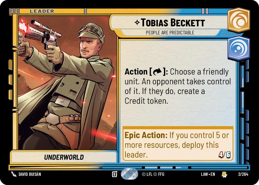 Star Wars: Unlimited A Lawless Time Tobias Beckett - People are Predictable 2/264 Rare Near Mint