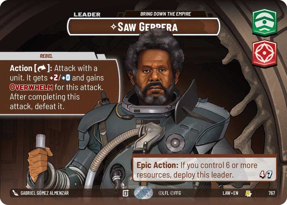 Star Wars: Unlimited A Lawless Time Saw Gerrera - Bring Down the Empire (Showcase) 767 Rare Near Mint Foil