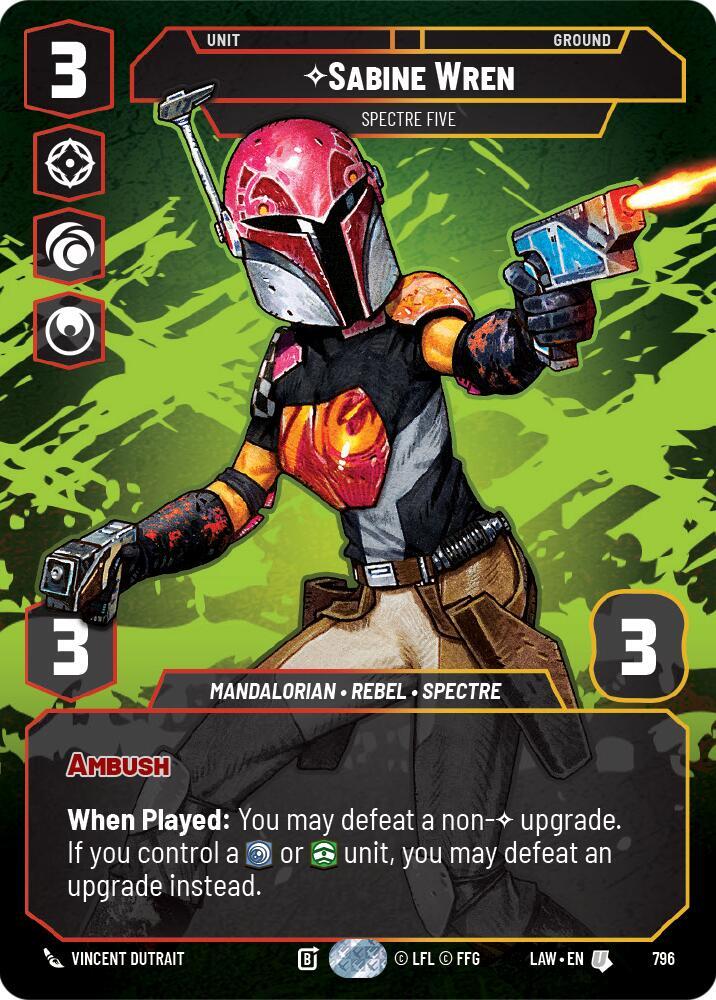 Star Wars: Unlimited A Lawless Time Sabine Wren - Spectre Five (Prestige) 796 Uncommon Near Mint