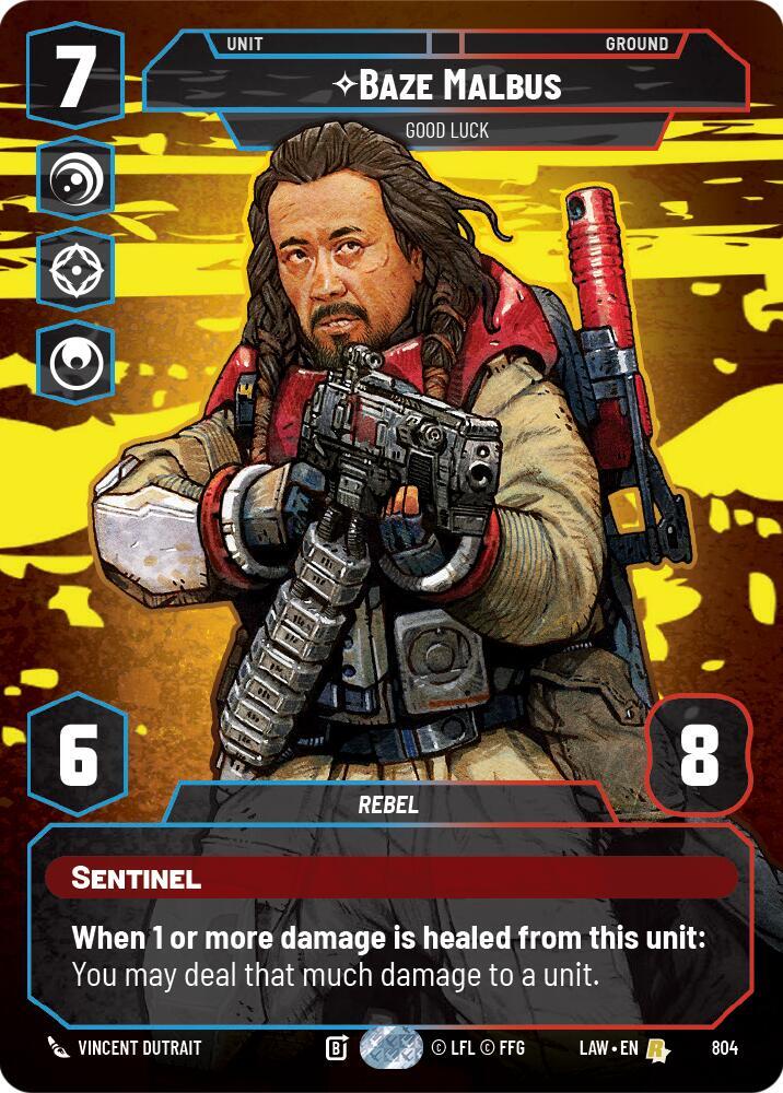 Star Wars: Unlimited A Lawless Time Baze Malbus - Good Luck (Prestige) 804 Rare Near Mint