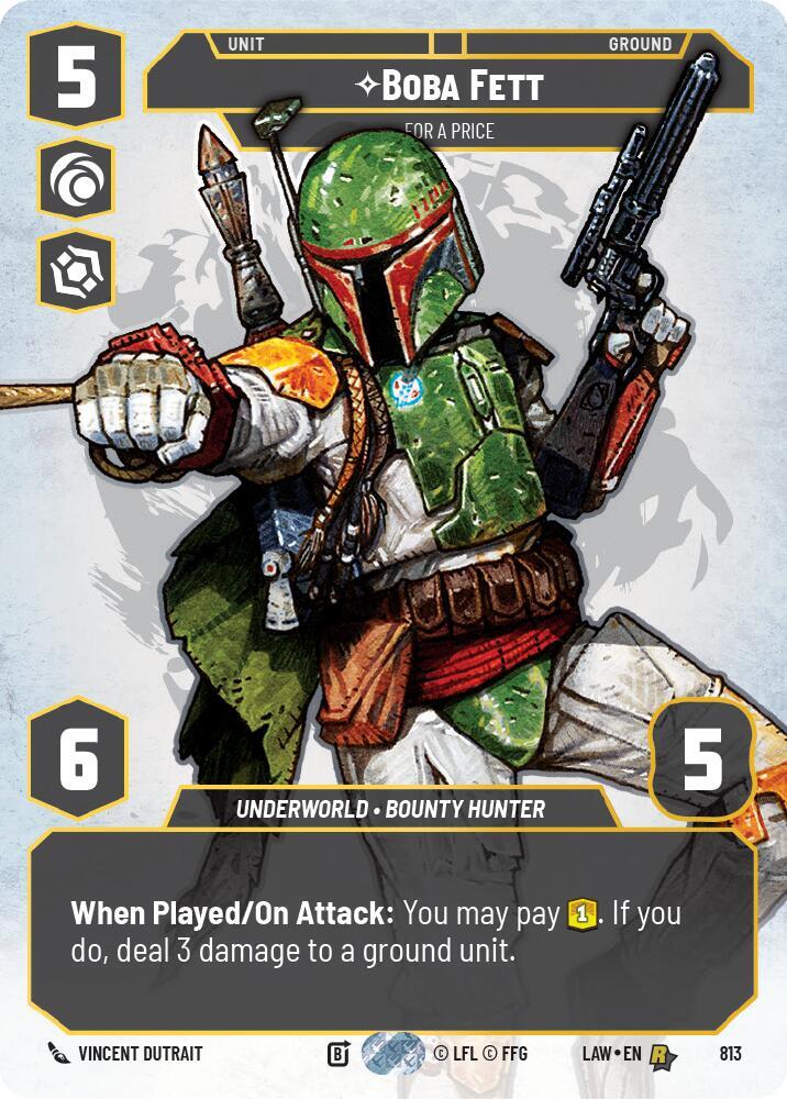 Star Wars: Unlimited A Lawless Time Boba Fett - For a Price (Prestige) 813 Rare Near Mint