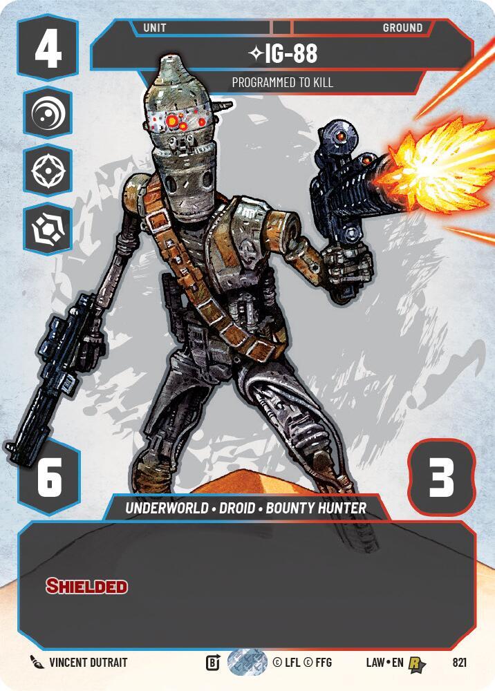 Star Wars: Unlimited A Lawless Time IG-88 - Programmed to Kill (Prestige) 821 Rare Near Mint