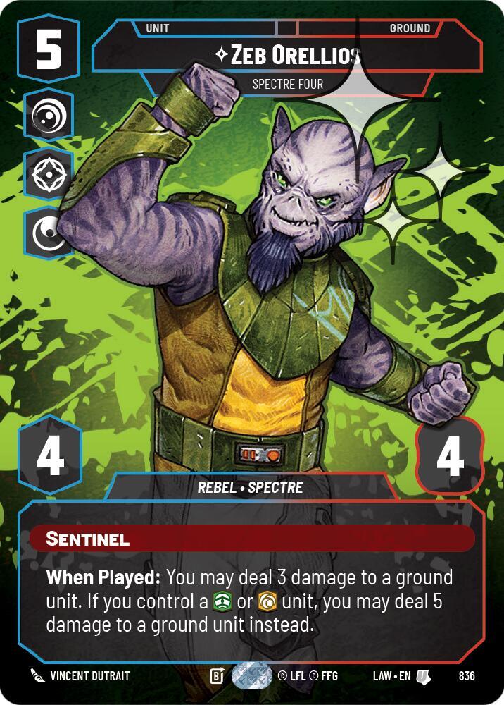 Star Wars: Unlimited A Lawless Time Zeb Orellios - Spectre Four (Prestige Foil) 836 Uncommon Near Mint Foil