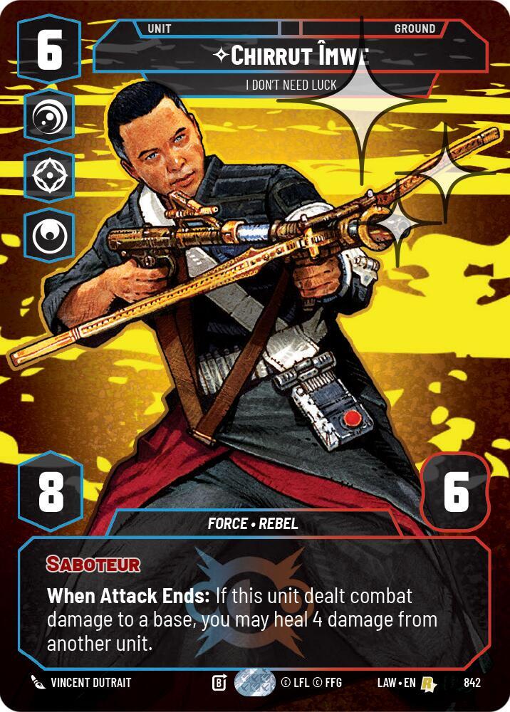 Star Wars: Unlimited A Lawless Time Chirrut Imwe - I Don't Need Luck (Prestige Foil) 842 Rare Near Mint Foil