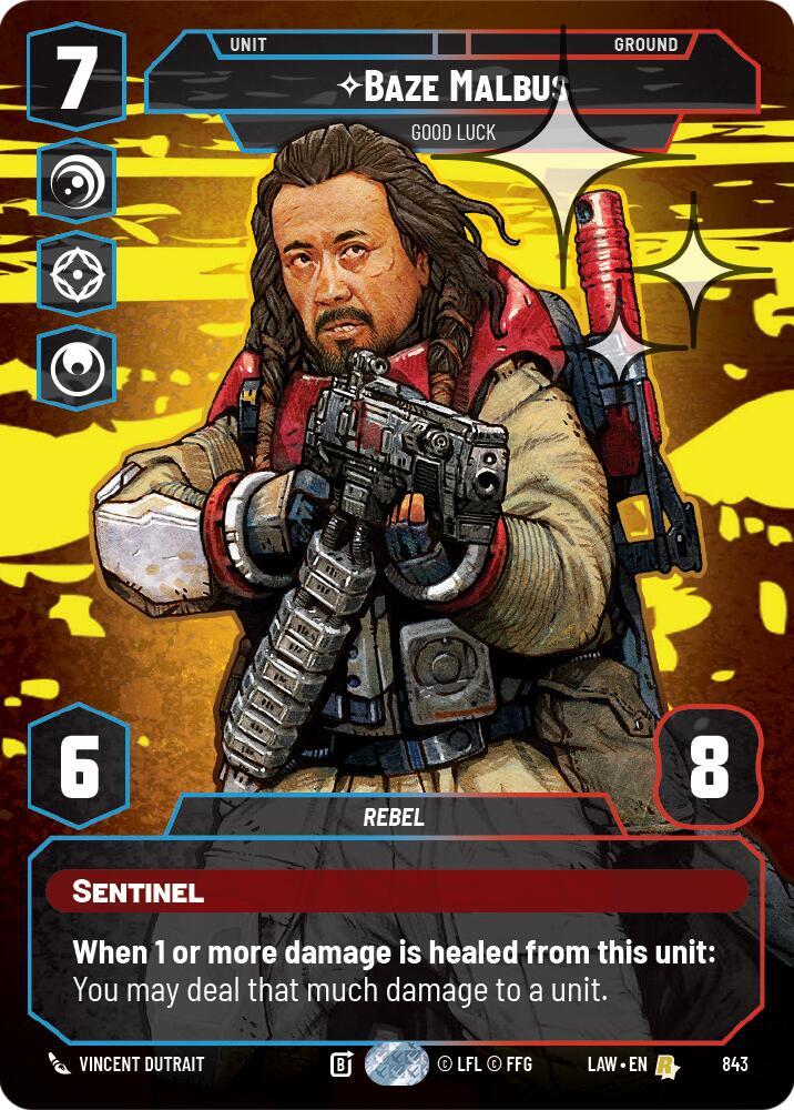 Star Wars: Unlimited A Lawless Time Baze Malbus - Good Luck (Prestige Foil) 843 Rare Near Mint Foil